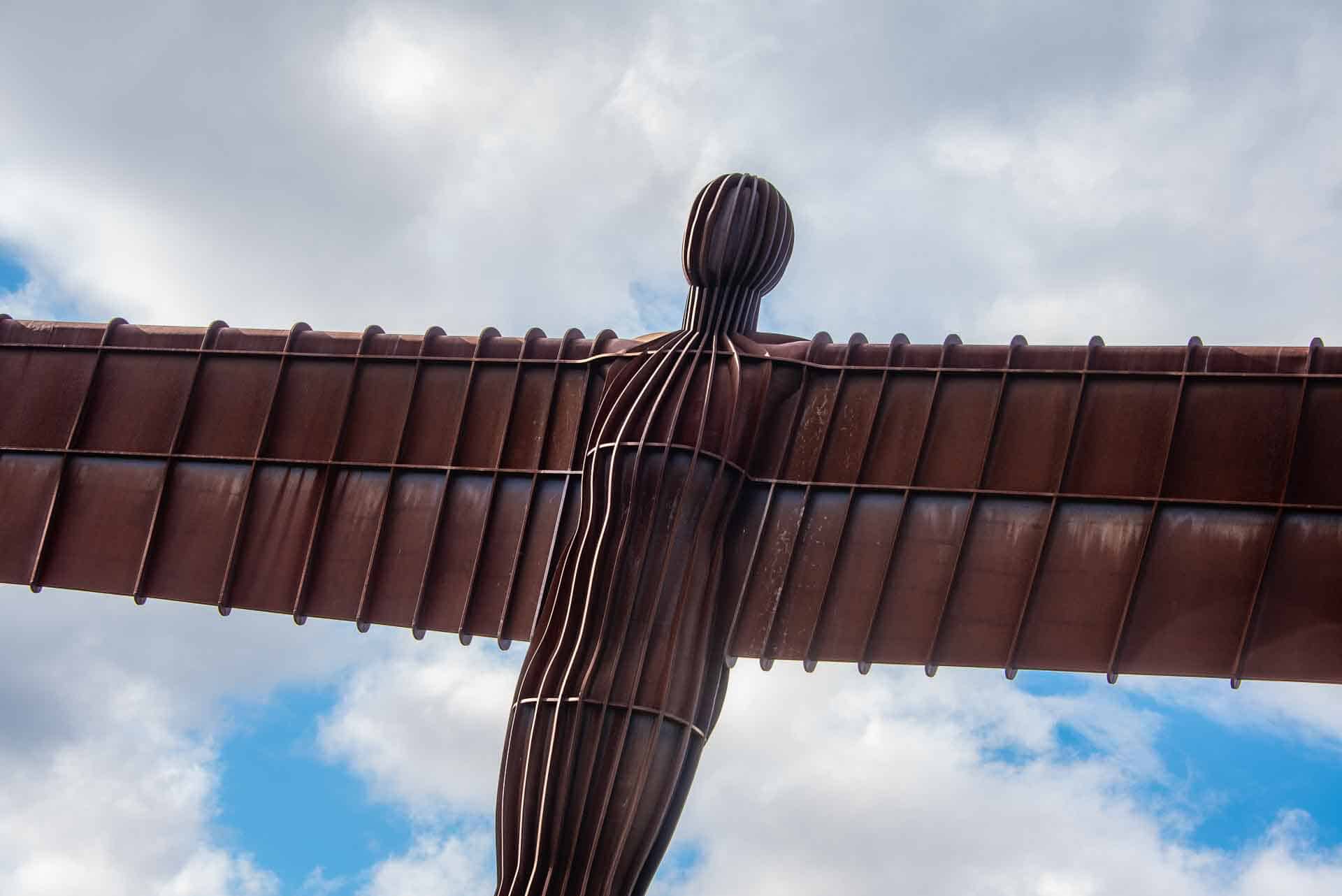 Close up view of The Angel of the North in Newcastle