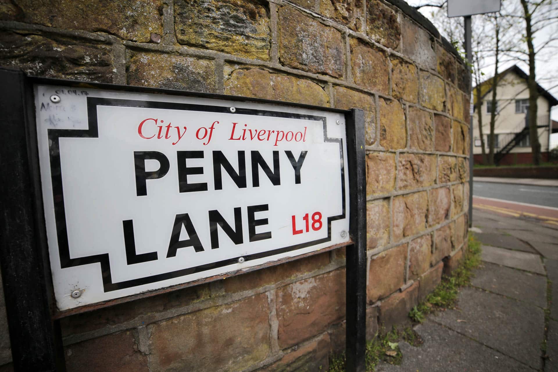Penny Lane-Schild in Liverpool lokalisiert