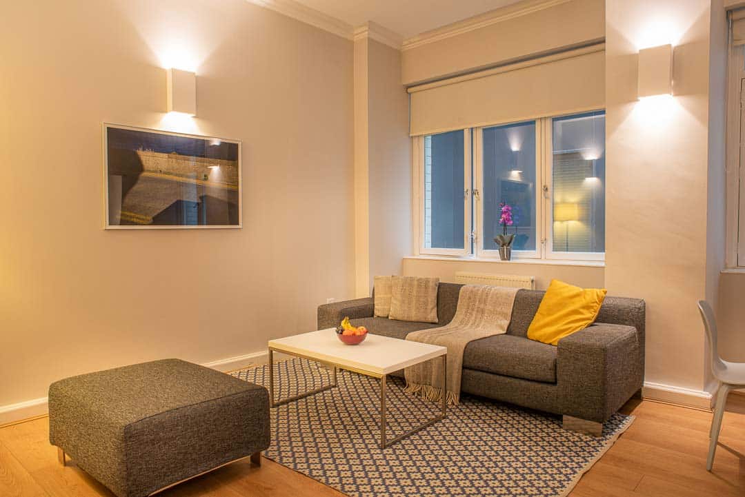 Space to relax in lounge at PREMIER SUITES PLUS Glasgow George Square