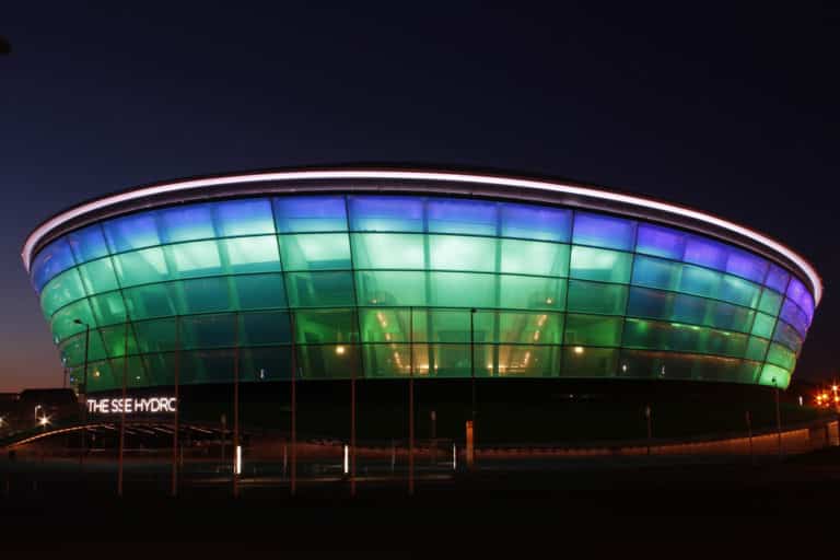 Het SSE Hydro buitengebouw in Glasgow