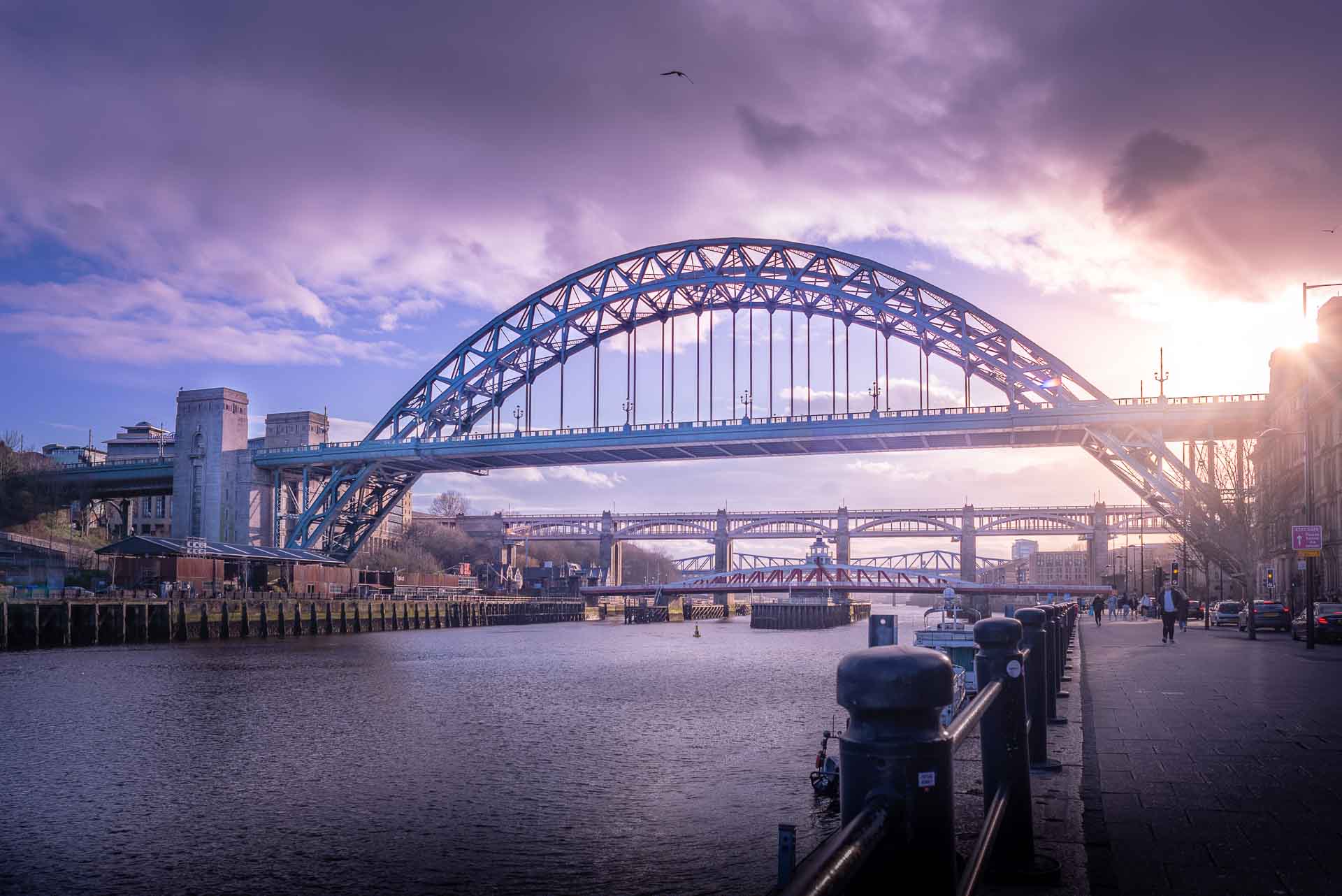 Tyne Bridge with stunning skyline in Newcastle