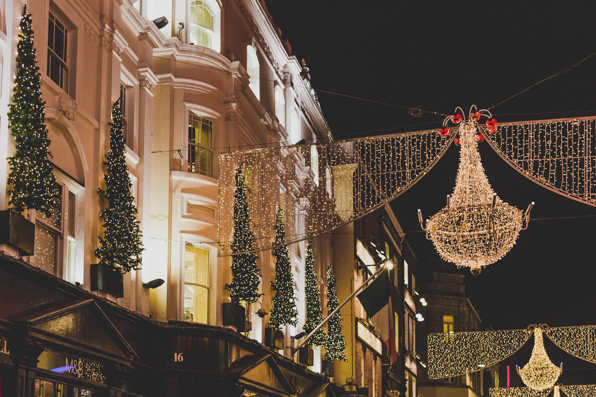 Christmas lights on Dublin Grafton Street.