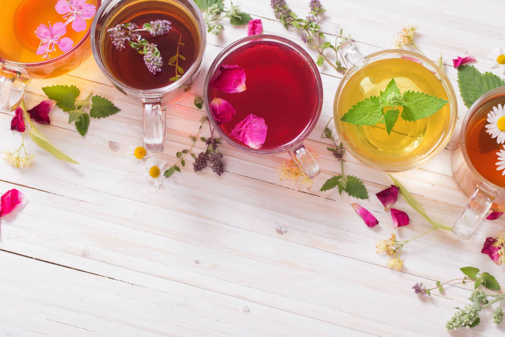 Herbal,Tea,On,A,White,Wooden,Background